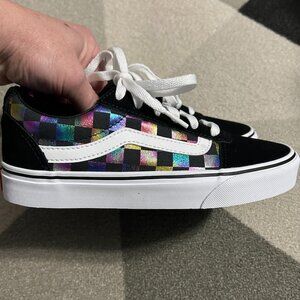 Vans‎ Ward Iridescent Rainbow Checkerboard Sneakers Women's Size 6